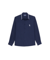 男士 VBQ 花纹亚麻衬衫 Navy 正面图