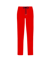 男士松紧裤腰天丝缎面长裤 Poppy red 正面图