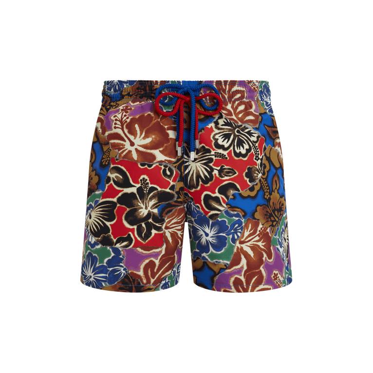 Vilebrequin Men Swim Shorts Hawaiian Patchwork - Swimming Trunk - Moorea - Blue - Size L