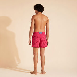 Men Swim Shorts Embroidered Ronde des Tortues - Limited Edition Gooseberry red back worn view