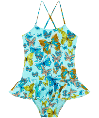 Maillot de bain une pièce fille Butterflies Lagon vue de face