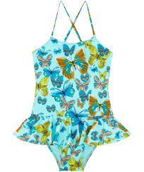 Butterflies Badeanzug für Mädchen Lagune Vorderansicht