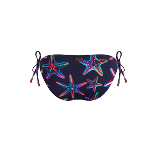 Braguita de bikini con tiras laterales de atar con estampado Disco Stars para mujer Azul marino vista trasera