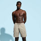 Men Linen Bermuda Shorts Cargo Pockets Safari front worn view