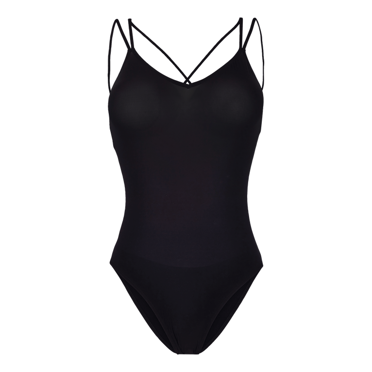 Maillot De Bain Une Pièce Seconde Peau Femme Uni - File - Noir