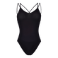 Badeanzug für Damen mit Second-Skin-Material Schwarz Vorderansicht