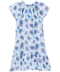 女童 Flash Flowers 纯棉连衣裙 Purple blue 正面图