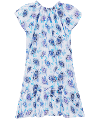 Vestido de algodón con estampado Flash Flowers para niña Purple blue vista frontal