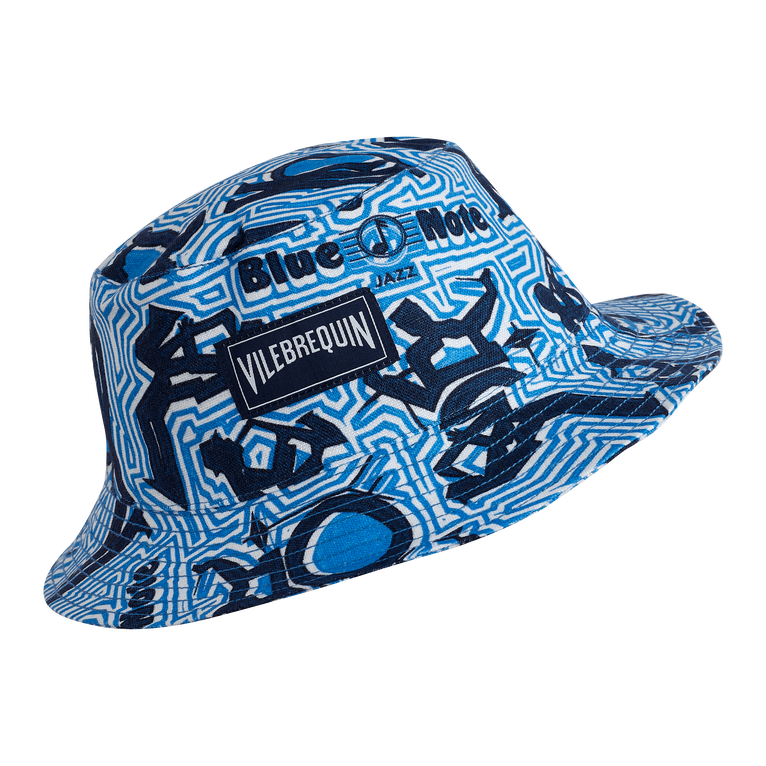 Men Linen Bucket Hat- Vilebrequin X Blue Note - Beny - Blue - Size OSFA - Vilebrequin