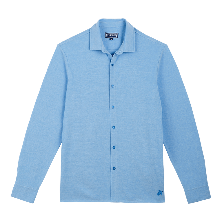 Men Cotton Pique Shirt - Calandre - Blue - Size XXXL - Vilebrequin