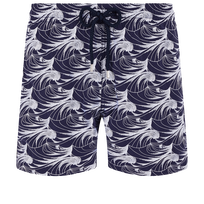 Men Swim Trunks Embroidered Waves- Limited Edition Sapphire front view