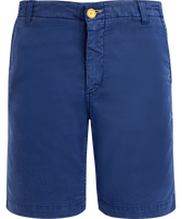 Bermuda uomo in raso e Tencel tinta unita Oltremare vista frontale