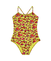 Bañador de una sola pieza con estampado Hermit Crabs para niña Chartreuse vista frontal