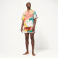 Camicia bowling uomo in lino Gra - Vilebrequin x John M Armleder Multicolore vista frontale indossata