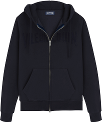 Solid Sweatshirt aus Baumwolle für Herren Marineblau Vorderansicht