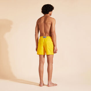 Men Swim Trunks Solid Corn back worn view