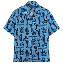 Men Linen Bowling Shirt - Vilebrequin x Blue Note Earthenware 正面图