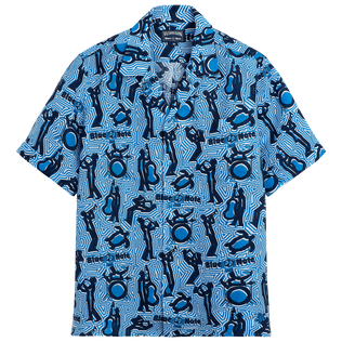 Men Linen Bowling Shirt - Vilebrequin x Blue Note Earthenware 正面图