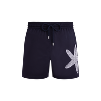 Men Stretch Short Swim Shorts Placed Starlette Navy front view