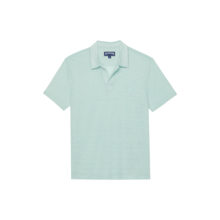 男士纯色亚麻运动 Polo 衫 Pacific 正面图