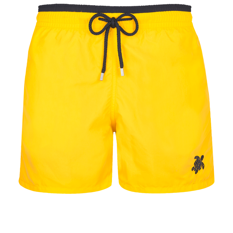 Pantaloncini Mare Uomo Tinta Unita Bicolore - Costume Da Bagno - Moka - Giallo