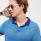 Polo en piqué de algodón de color liso y cambiante para hombre Celeste detalles vista 5