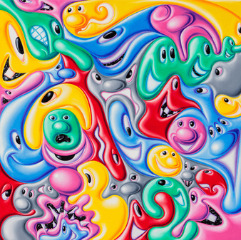 Gorro de pescador con estampado Faces In Places para hombre - Vilebrequin x Kenny Scharf, Multicolores estampado