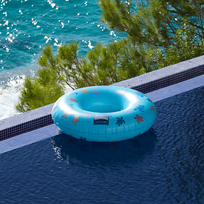 Inflatable Pool Ring Ronde des Tortues - VILEBREQUIN X SUNNYLIFE Lazuli blue front view