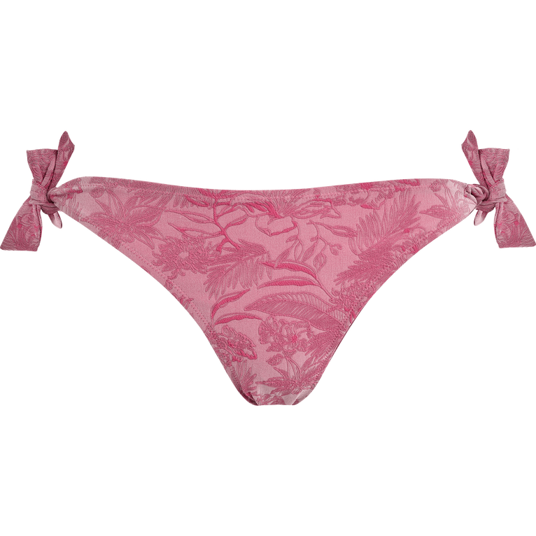 Slip Bikini Donna Con Laccetti Laterali Jacquard Floral - Costume Da Bagno - Flamme - Rosa