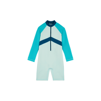 Boys Rashguard Jumpsuit Tricolore Blue note front view