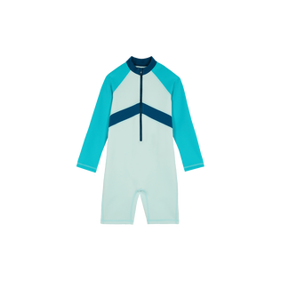Boys Rashguard Jumpsuit Tricolore Blue note front view