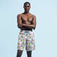 Men Long Swimwear Utra-light and Packable Fish Family White front worn view
