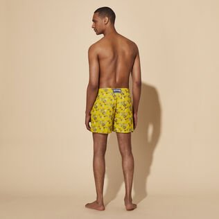 Men Swim Trunks Embroidered Flowers and Shells - Limited Edition Sunflower back worn view
