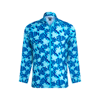 Rash guard uomo a maniche lunghe con zip Ronde des Tortues Logo Blue topaz vista frontale