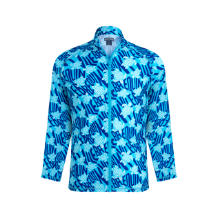 Rash guard uomo a maniche lunghe con zip Ronde des Tortues Logo Blue topaz vista frontale