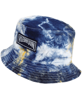 Unisex Linen Bucket Hat Tie & Dye Navy front view