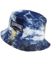 Cappello da pescatore unisex in lino Tie & Dye Blu marine vista frontale