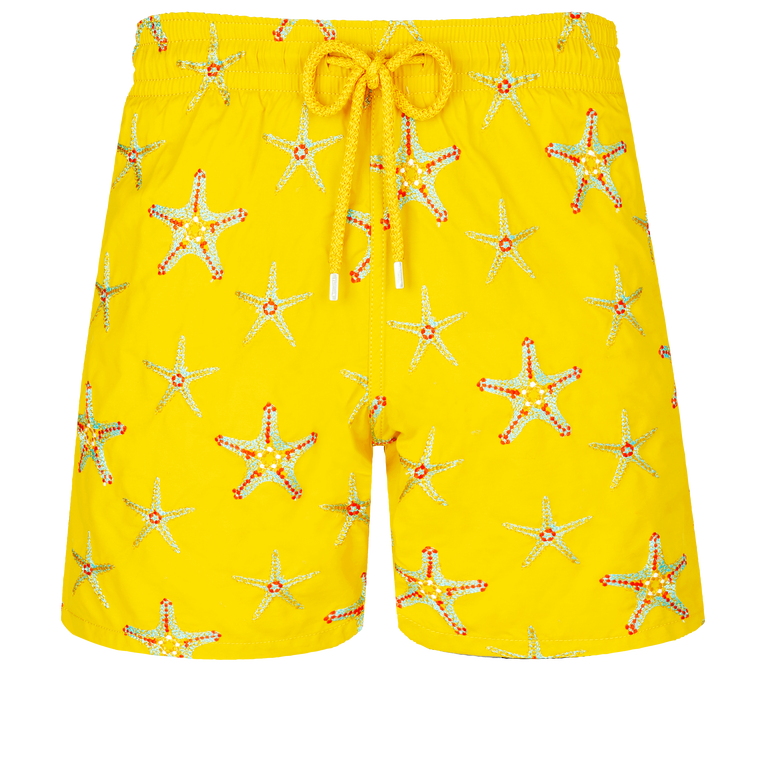 Men Swim Shorts Embroidered Starfish Dance - Swimming Trunk - Mistral - Yellow - Size L - Vilebrequin
