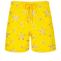 Men Swim Shorts Embroidered Starfish Dance - Limited Edition Sunflower front view