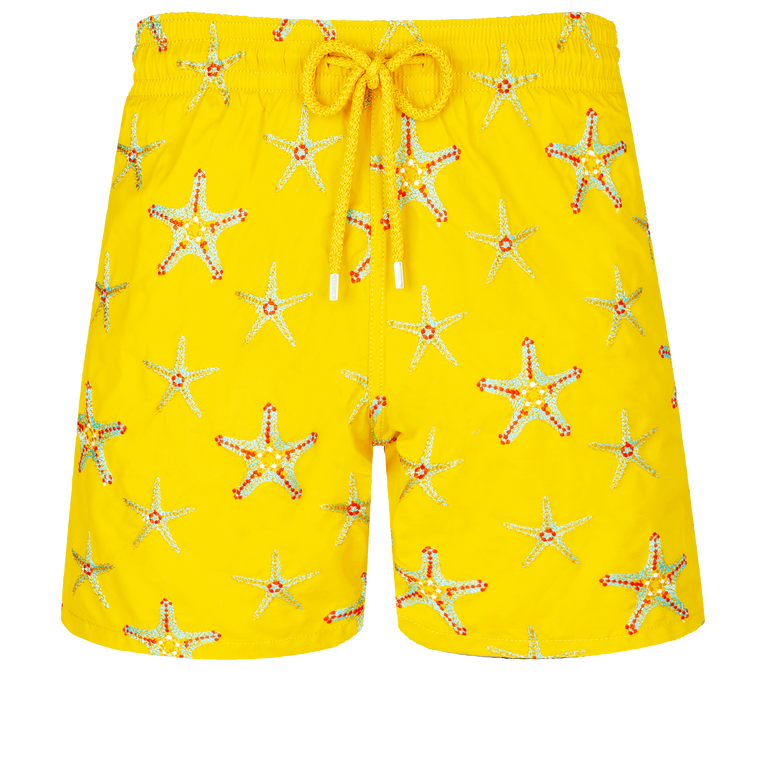 Men Swim Shorts Embroidered Starfish Dance - Swimming Trunk - Mistral - Yellow