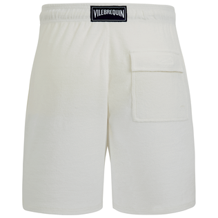 Bermudas de color liso para hombre y mujer Blanco tiza vista trasera