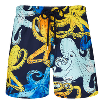 Maillot de bain homme ultra-léger et pliable Poulpes Aquarelle Bleu marine vue de face