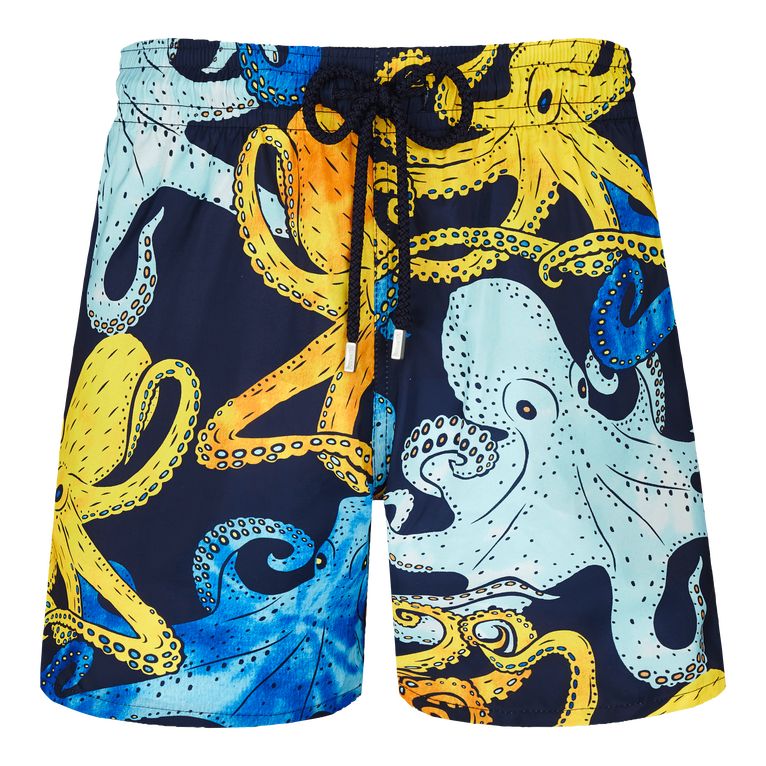 Pantaloncini Mare Uomo Ultraleggeri E Ripiegabili Poulpes Aquarelle - Costume Da Bagno - Mahina - Blu
