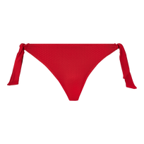 Plumetis Bikinihose zum seitlichen Binden für Damen Moulin rouge Vorderansicht