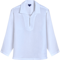 Unisex Linen Peajacket Solid- Vilebrequin x Ines de la Fressange White front view