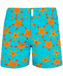 Uomo Classico stretch Stampato - Costume da bagno uomo elasticizzato con girovita piatto Starfish Dance, Blu curacao vista frontale