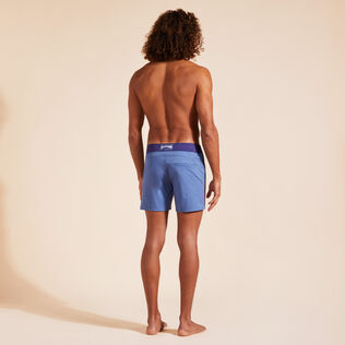 Men Stretch Swim Trunks Flat Belt Color Block Storm back worn view