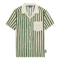 Camicia bowling uomo in lino HS Stripes - Vilebrequin x Highsnobiety Garden vista frontale