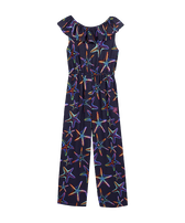 Mono de viscosa con estampado Disco Stars para niña Azul marino vista frontal