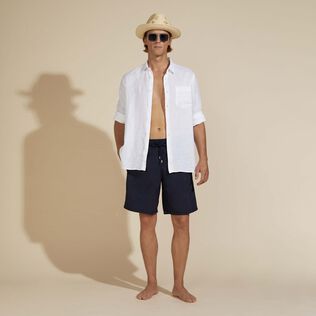 Maillot de bain long homme uni Bleu marine vue de détail 1